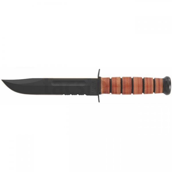 Ka-Bar Full Size Military Fighting Utility Knife Serrated Blade & Leather Sheath - ARMY